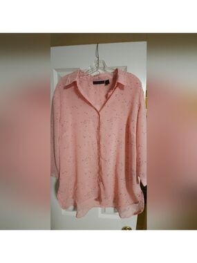 Attention Pink Floral Button-Up Blouse Womens XL